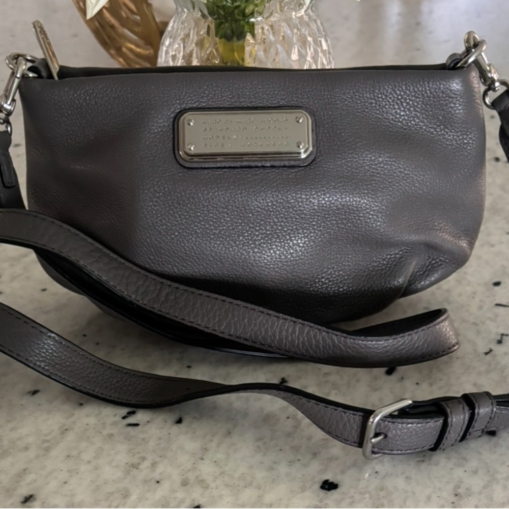 Marc by Marc Jacobs Gray Pebbled Leather Crossbody with Silver Plate